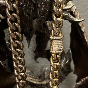 Gold plated 18” gold chain with CZ clasp necklace